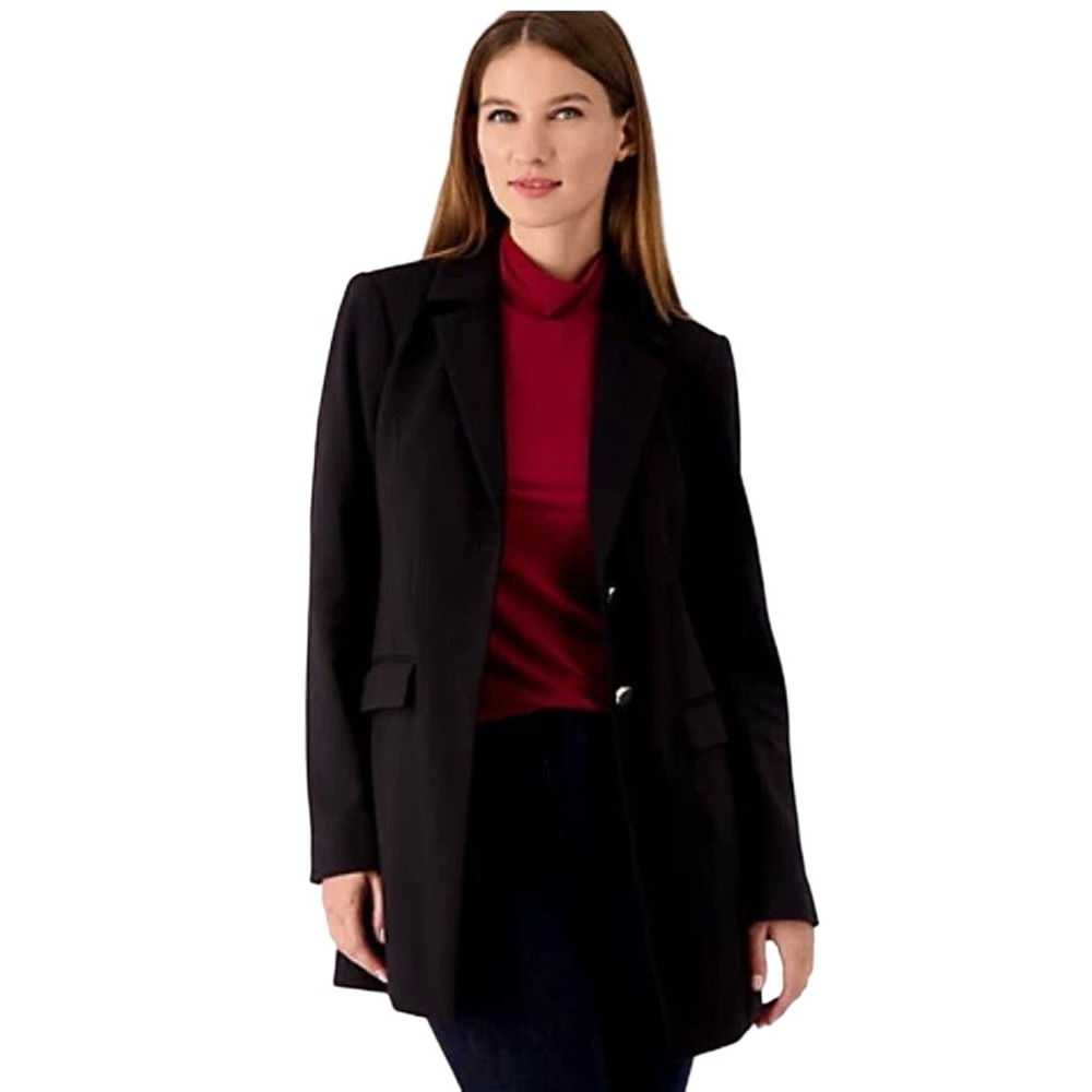 Women's Dennis Basso Ponte Knit Lined Blazer With Pockets NWOT BLACK SIZE 8